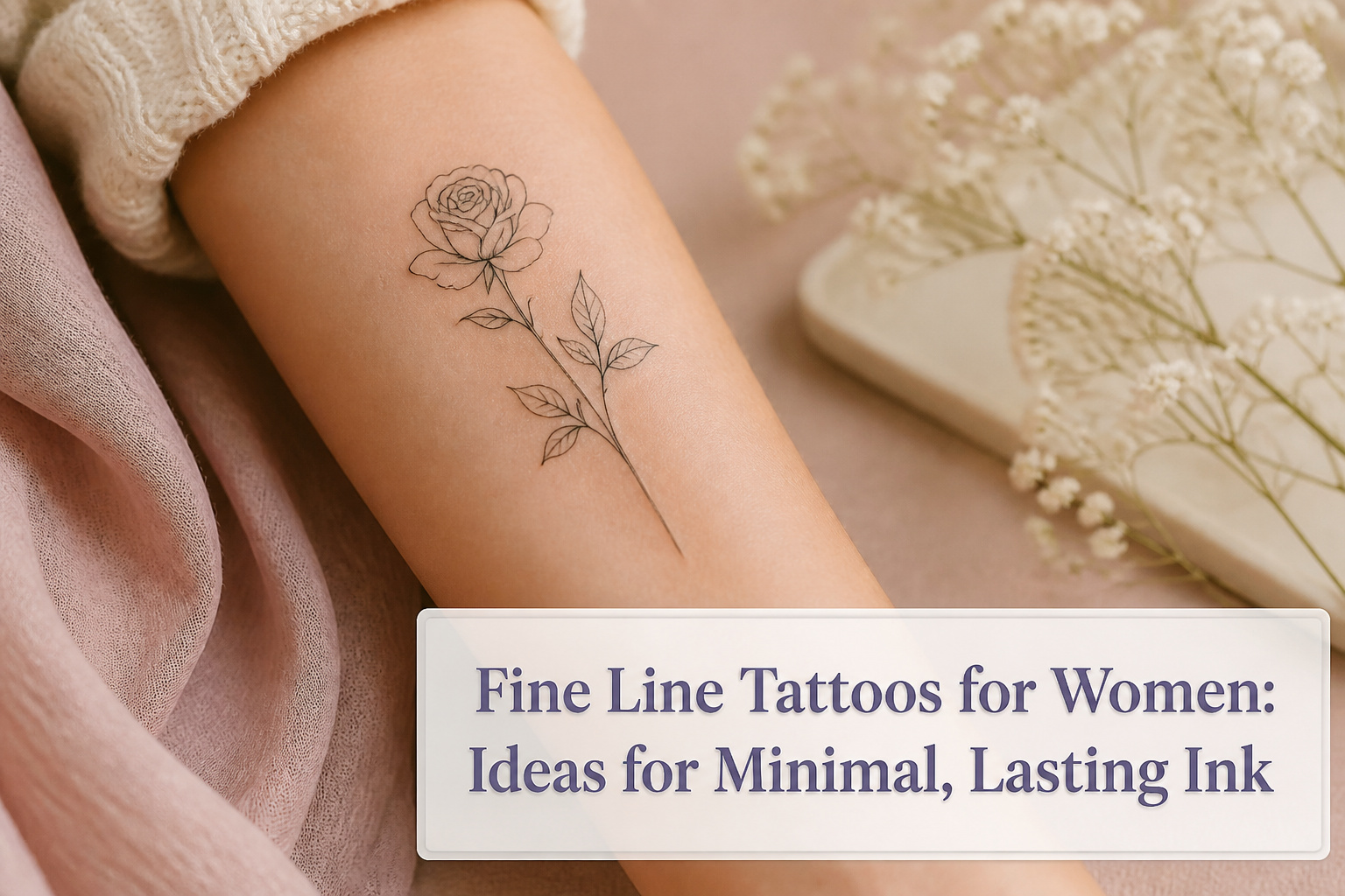 A collection of fine line tattoos featuring various floral and geometric designs.