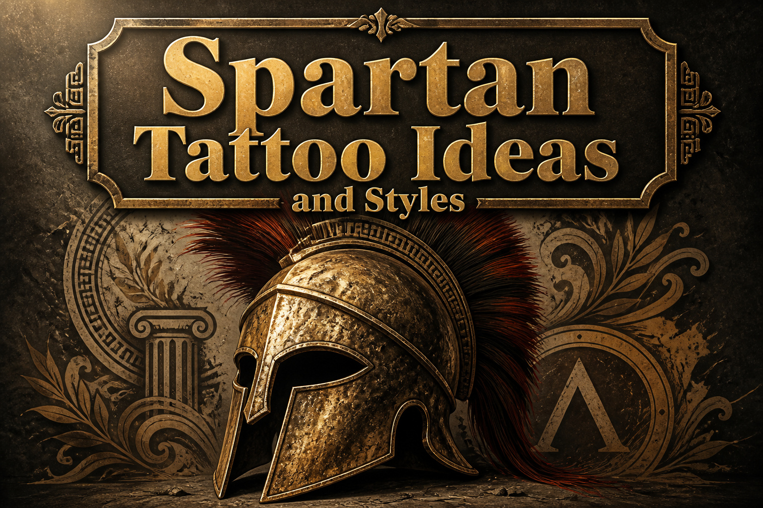 A Spartan tattoo featuring a helmet and intricate details.