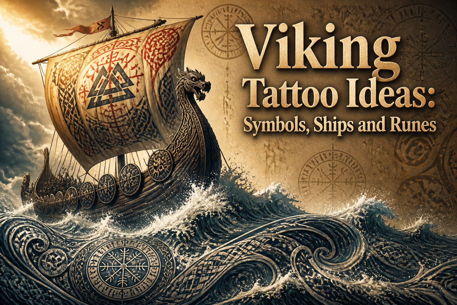 Various Viking tattoo designs featuring symbols and traditional Norse art.